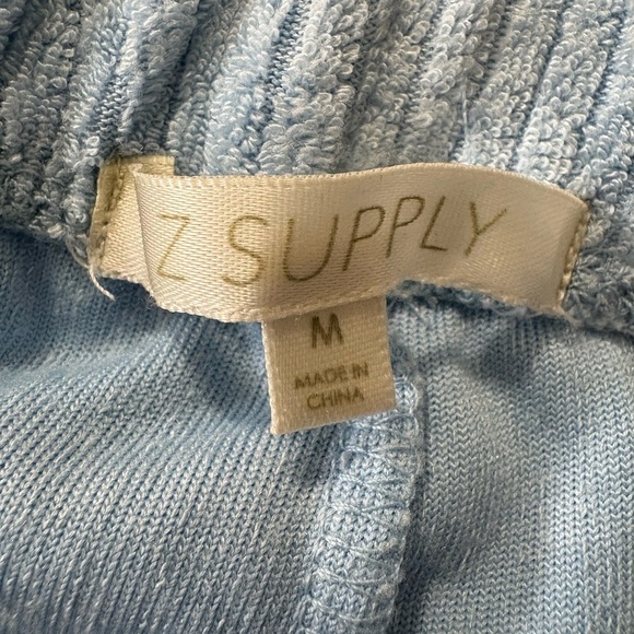 Z Supply Light Blue Ribbed French Terry Wide Leg Knit Pants. Elastic Waist. Soft - Picture 5 of 16